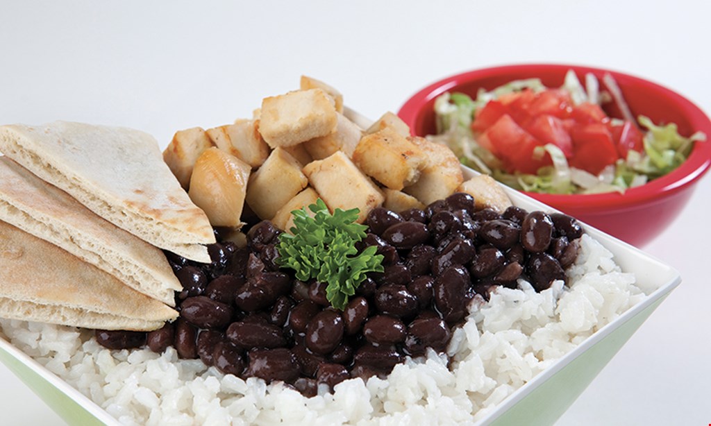 Product image for 3 Chefs and A Chicken $9.99 Whole Chicken with large rice and black beans. 