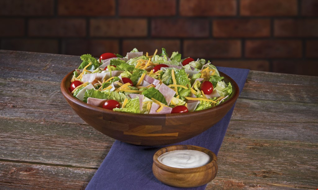 Product image for Jet's Pizza Salads: Antipasto, Caesar, Garden or Greek. $5.79 small: feeds 1 -2. $7.49 medium: feeds 2-3.