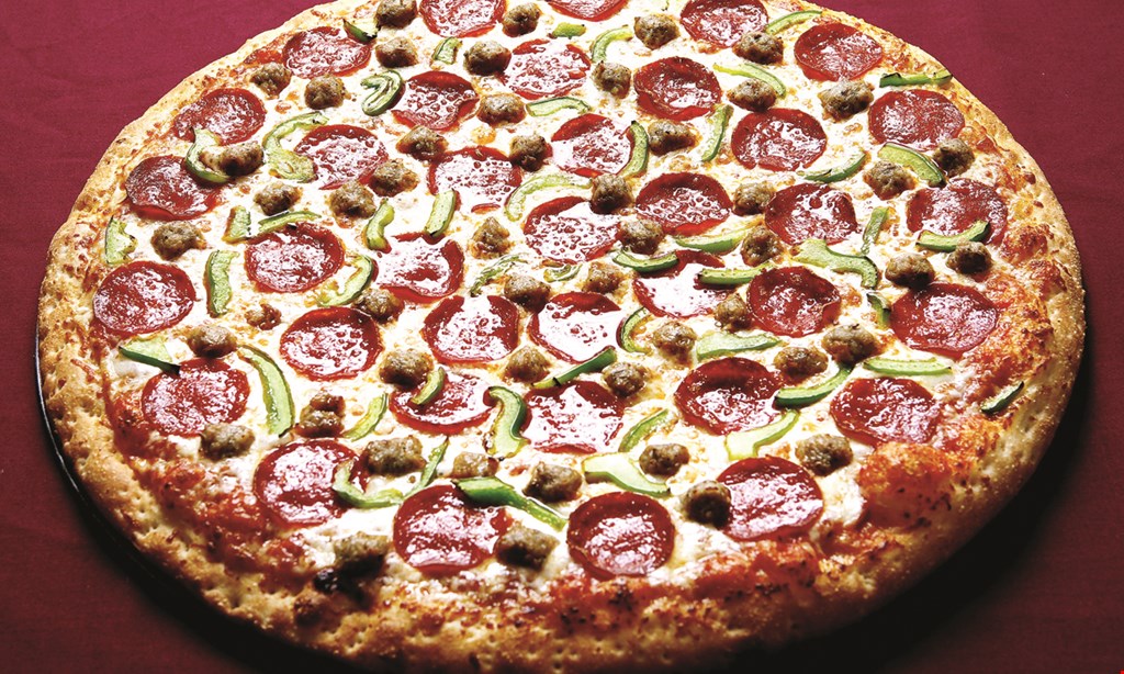 Product image for Top This Pizza $19.50 medium pizza with 1 topping & 12 wings. 