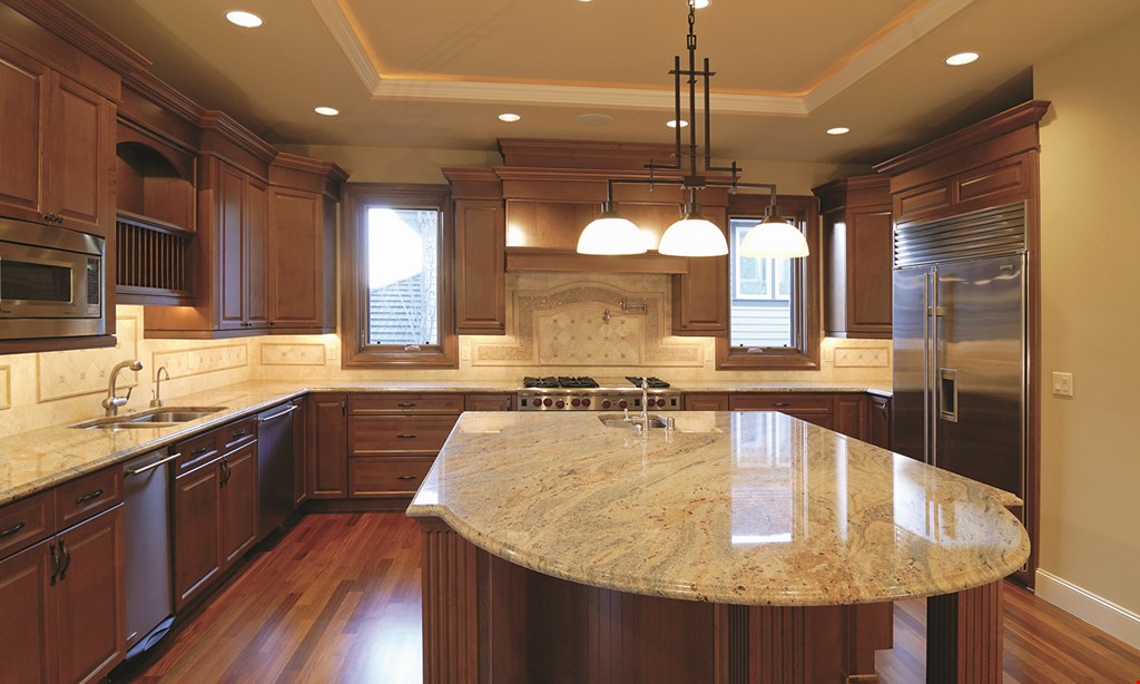 Product image for Fab Granite and Tile ONLY $12,99910’ x 10’ kitchen cabinets, granite & ceramic tile. 