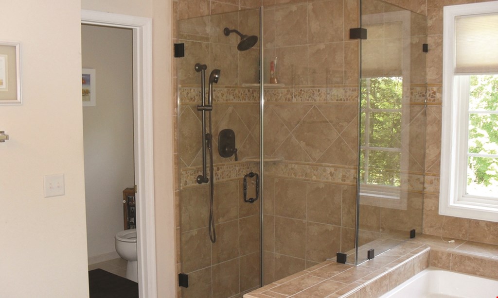Product image for Aquia Glass & Mirror up to$200offframeless shower. 
