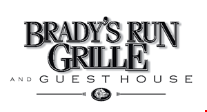 Product image for Brady's Run Grille $5 off dinner check of $30 or more. Good 7 days a week you pick the day & time that suits your busy schedule! Valid 4pm - Close. Dine in only. Valid only on food purchases.