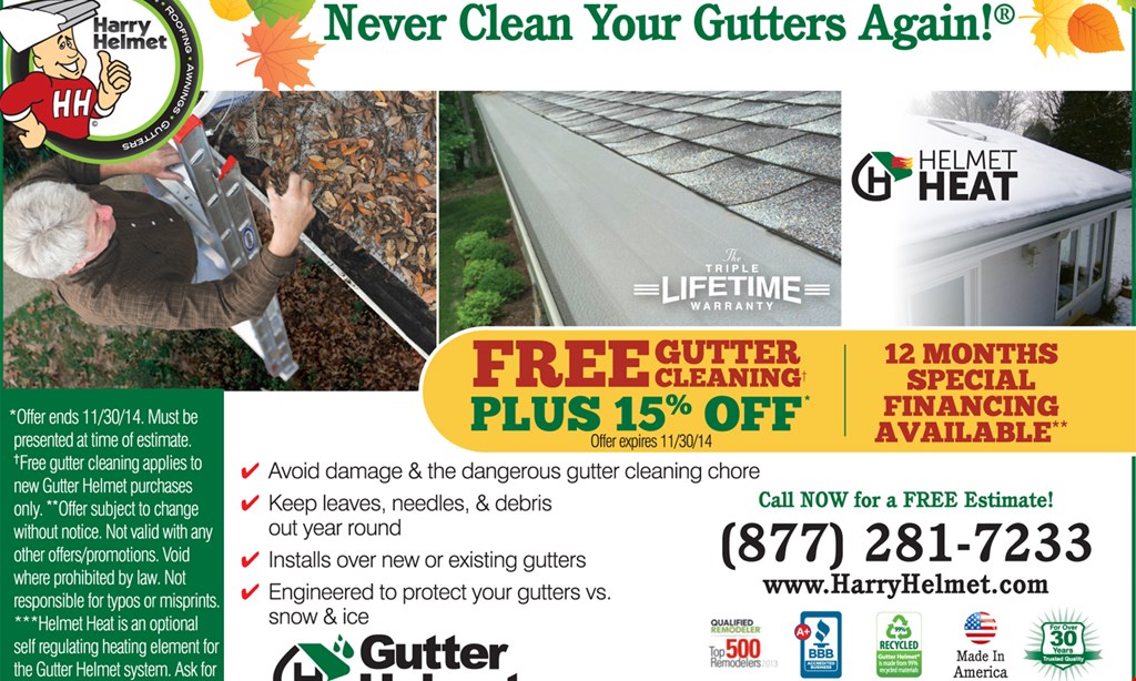 Product image for Gutter Helmet Limited Time Fall Sale Free installaion plus 10% off and 0% interest for 12 months