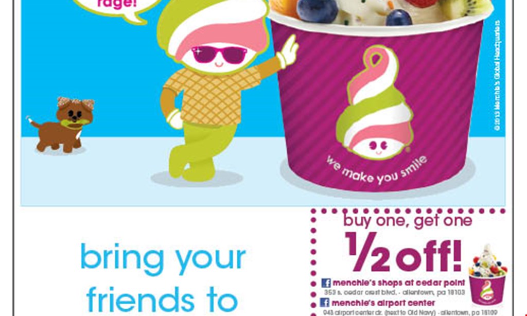 Product image for Menchie's $5 off any frozen yogurt cake. 