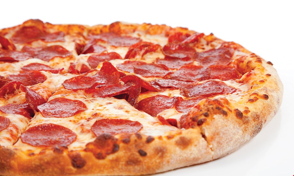Product image for Dominion Pizza $8.99 large 1-topping pizza. 
