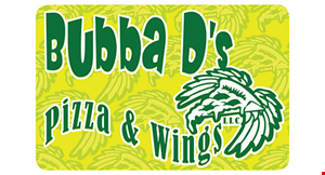 Product image for Bubba D's Pizza & Wings 10% OFF your purchase dine in or takeout. 