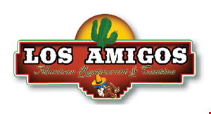 Product image for Los Amigos $3 OFF lunch entree buy one lunch entree and two drinks, get the second lunch entree of equal or lesser value $3 off. Max. value $3. 