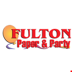 Product image for FULTON PAPER & PARTY $2 OFF any purchase of $20 or more OR $4 OFF any purchase of $40 or more Or $6 OFF any purchase of $60 or more Or $8 OFF any purchase of $80 or more OR $10 OFF any purchase of $100 or more