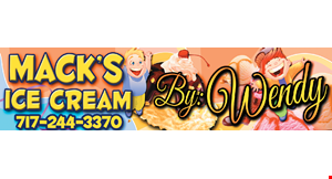 Product image for Mack's Ice Cream By Wendy $2 OFF any purchase of $10 or more.