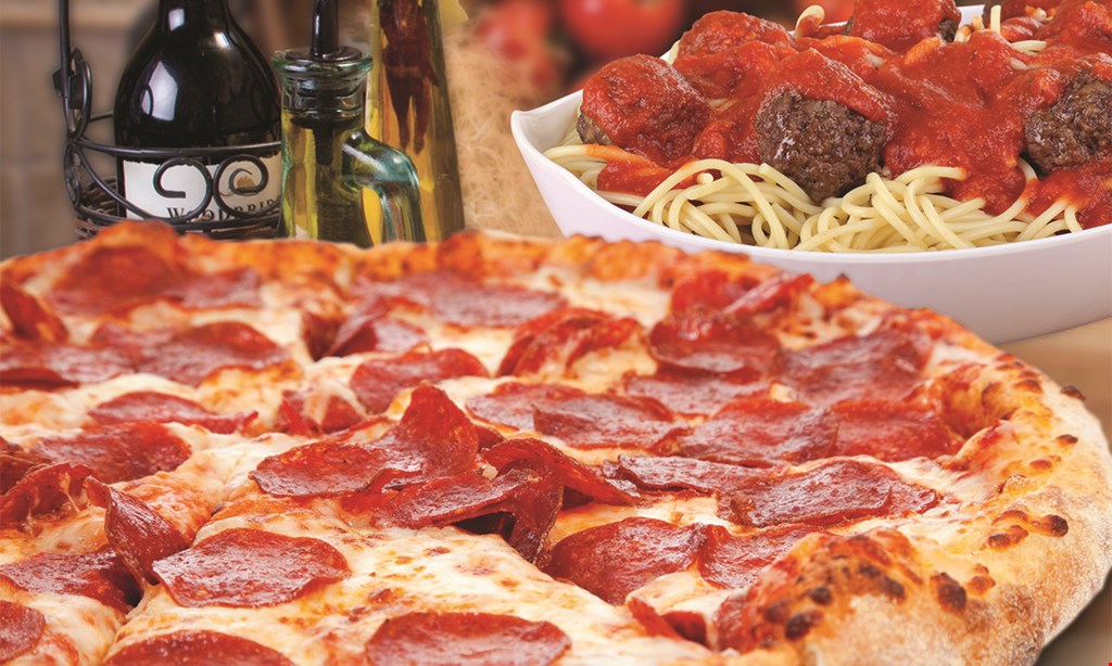 Product image for All Star Pizza DINNER FOR 4 $31.99 large cheese pizza, spaghetti & meatballs (for 4), 6 garlic knots.