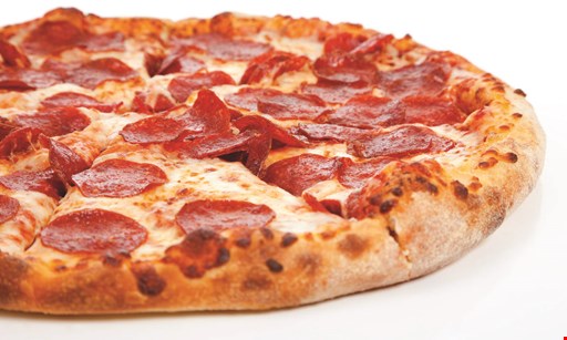 Product image for Ollie's Pizza $10.49 +tax large 14" 10-cut 1-topping pizza.