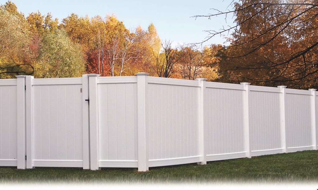 Product image for Fence Direct FOR SMALLER YARD SPECIALS $1899 installation included 100 ft. White Vinyl 6 ft. High Privacy Fence (Gate Not Included).