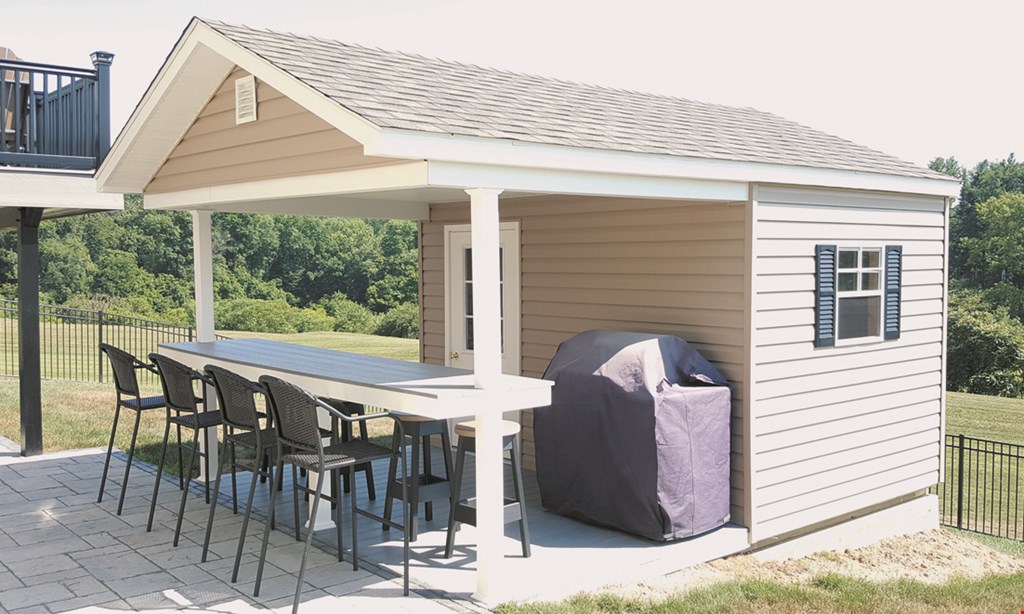 Product image for Jono Ace Hardware Free loft or 6' workbench with purchase of any shed 10'x12' or larger. $75 gift card with purchase of any shed 10'x12' or larger. 
