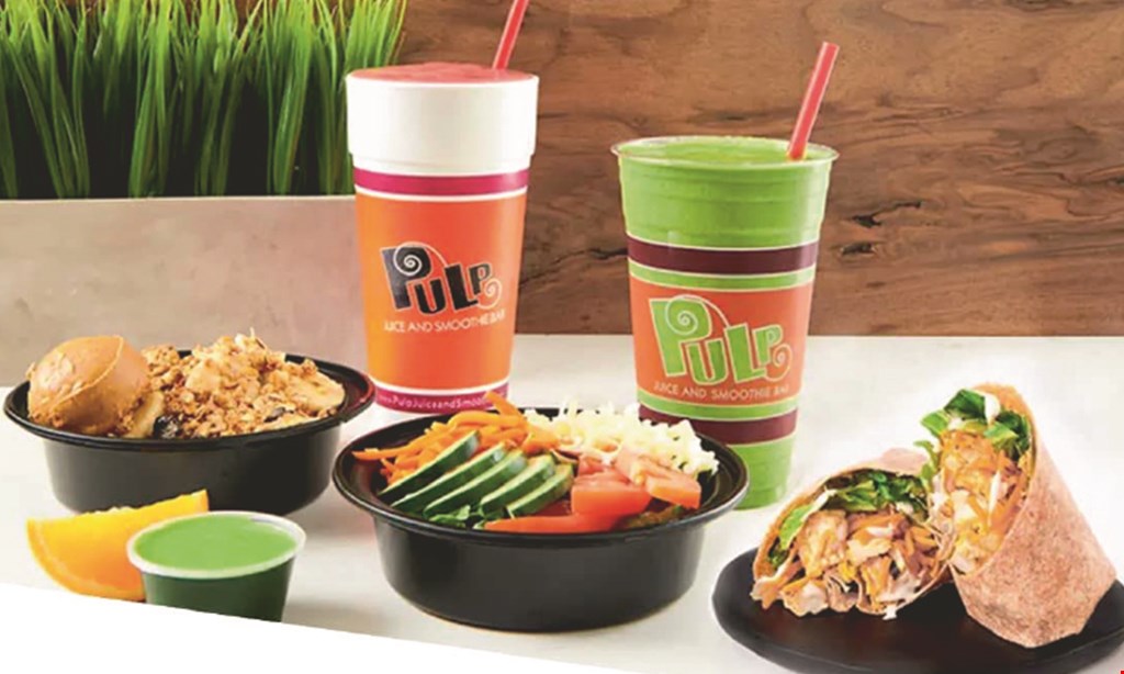Product image for Pulp Juice and Smoothie Bar BOGO smoothie buy one, get one of equal or lesser value free includes NEW premium blend smoothies. 