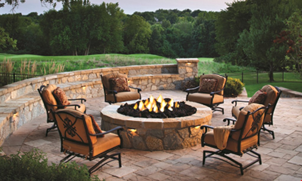 Product image for Greenville Pavers $5995 20’ x 16’ paver patio with 56” Belgard® Western Stone™ Fire Pit (grilling insert included). 