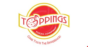 Product image for Toppings Pizza Co. 50% Off 16” pizza with the purchase of a 16” pizza of equal or greater value. 