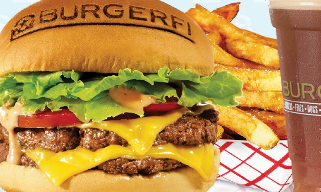 Product image for Burgerfi & Wapotaco! Enjoy free burgerfi burger with the purchase of any burger + fries + a drink. 