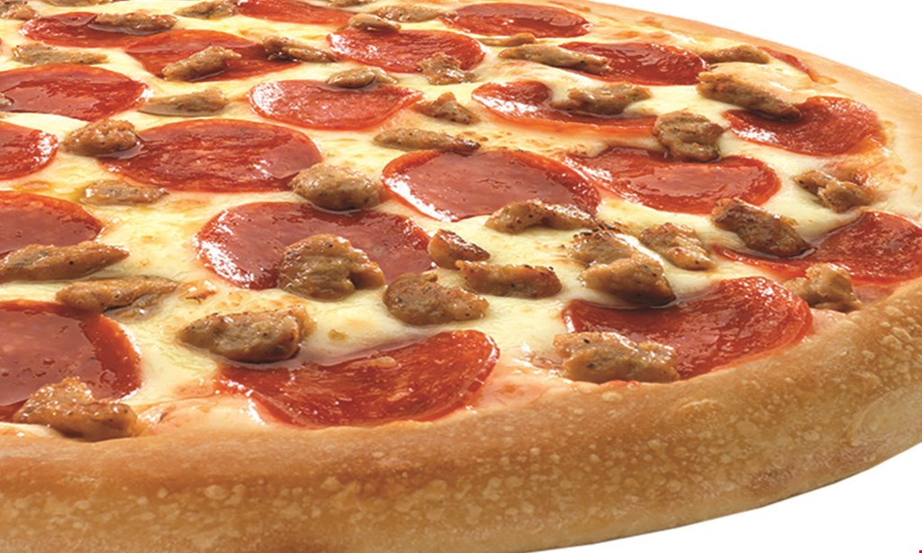 Product image for Happy's Pizza $16.99 Pizza + Bread large 1 topping pizza, stuffed cheeseBread and free 2-liter.