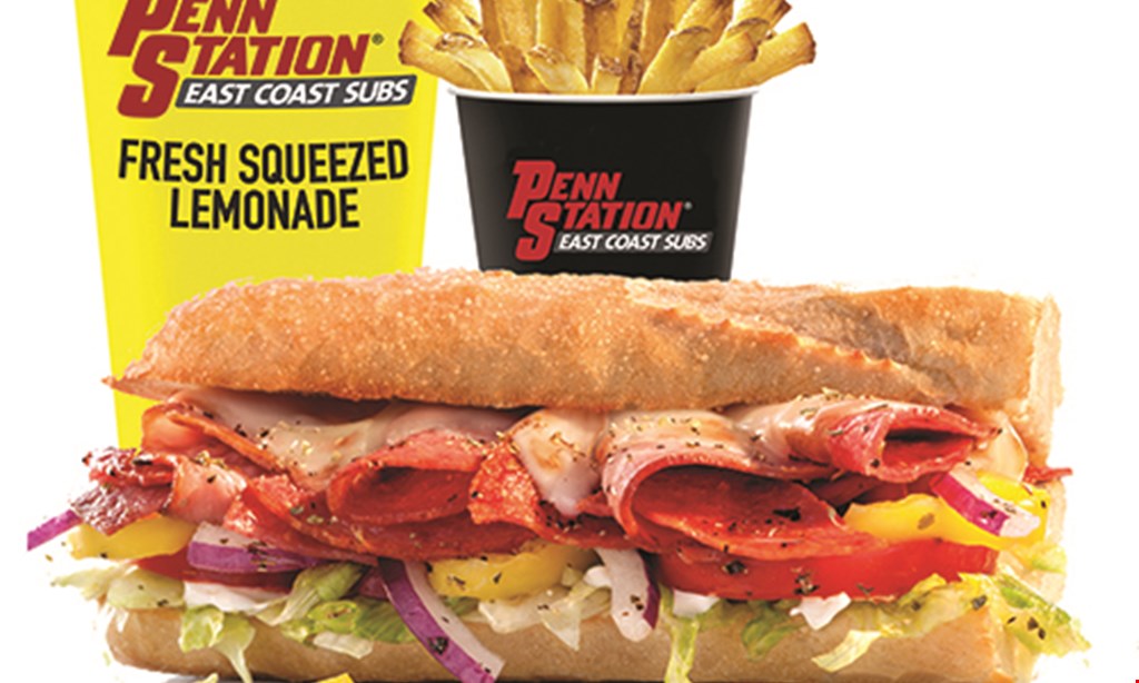 Product image for Penn Station East Coast Subs TWO CAN DINE $14.99, $14.99 2 - SM SUBS, 2 - SM FRESH-CUT FRIES, 2 REG. DRINKS.