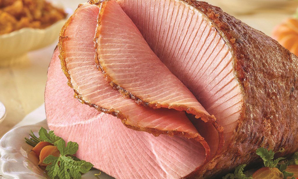 Product image for Honeybaked Ham $10 off any bone-in half ham. 