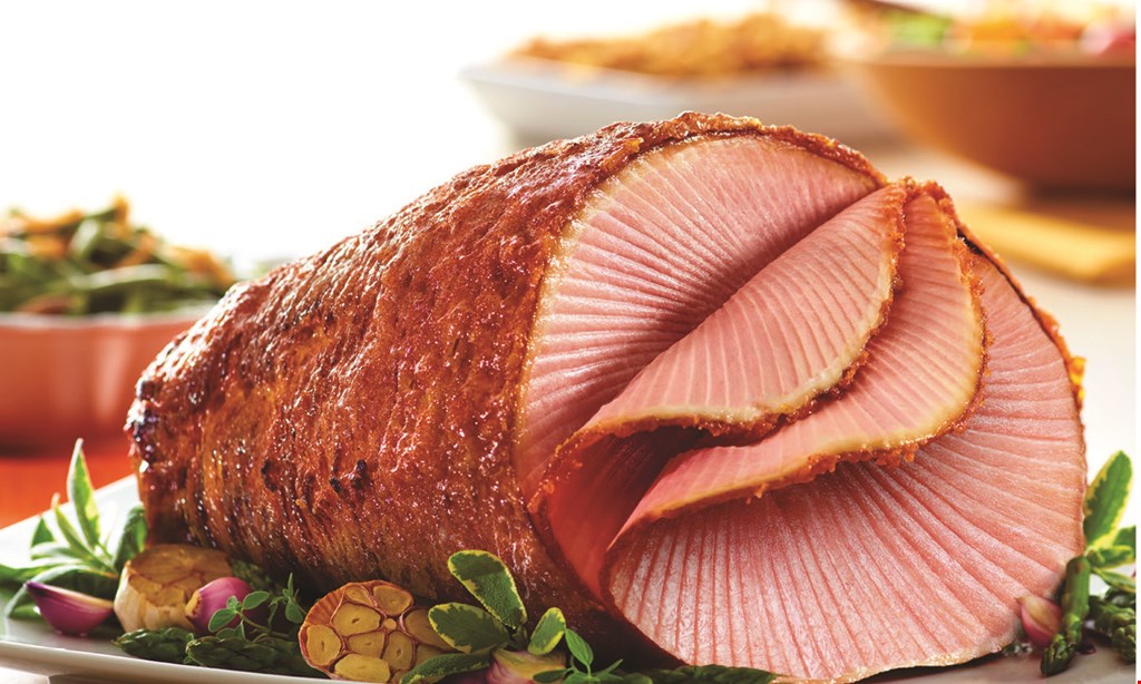 Product image for Honeybaked Ham $10 off any bone-in half ham. 