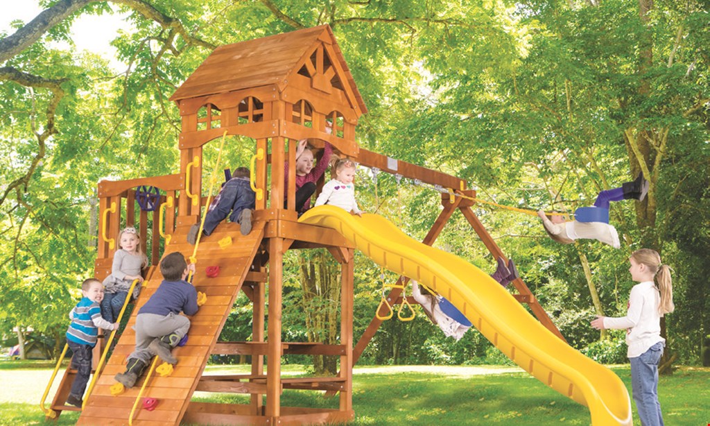 Product image for Rainbow Play Systems Superstore- Waukesha 50% off delivery & install special on swing sets & trampolines. 