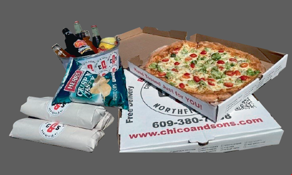 Product image for Chico & Sons $49.99 2 pizzas with 2 toppings, 20 wings & a 2 liter