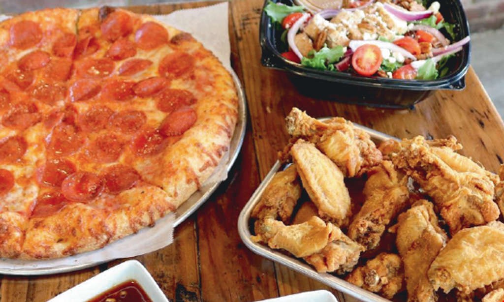 Product image for Toss Pizza And Wings $33 two large 16” 1-regular topping pizzas. 
