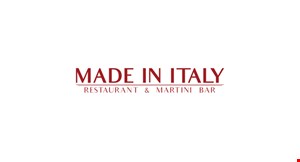 Product image for Made In Italy Restaurant & Martini Bar $10 OFF any purchase of $50 or more.