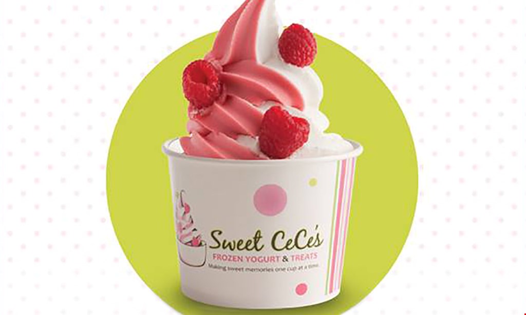 Product image for Sweet Cece's Murfreesboro 1/2 OFF Yogurt Cup buy 1 yogurt cup and get 1 yogurt cup of equal or lesser value 1/2 OFF. 
