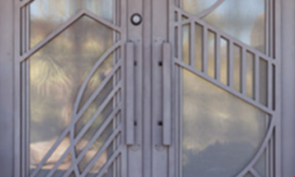 Product image for First Impression Ironworks Iron entry door bonus upgrade. Get up to $500 off *+ 3 bonus upgrades for FREE. 1. Distinctive Iron Handle. 2. Decorative color paint finish. 3. Custom sunscreen. 