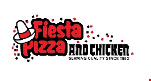 Product image for Fiesta Pizza And Chicken SUPER COMBO $51.95 LIMIT 3 2 Large 1-Topping Pizzas 12 Piece Chicken & JoJo Potatoes ADDITIONAL TOPPINGS $2.20 EACH DOUBLE CHEESE EXTRA • ALL WHITE EXTRA.