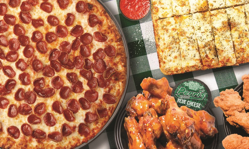 Product image for Perri's Pizzeria Sheet Cheese Pizza 24 Wings Boneless - Regular or WingDings $54