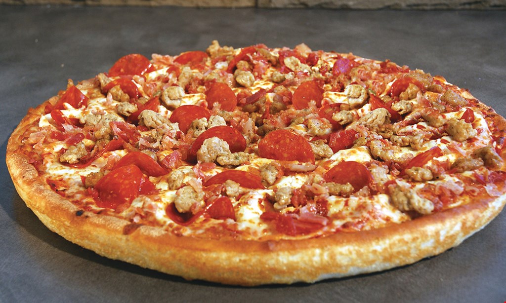 Product image for East Of Chicago Pizza Specialty pizza, $13.99 medium, $16.99 large.Pan, thin or crispy. Additional cost for The Tower. 