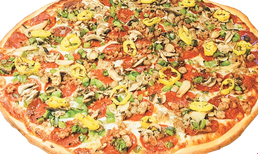Product image for Italio's Pizza $25.99 Medium 2-item pizza & 8-piece chicken & jojo's. 