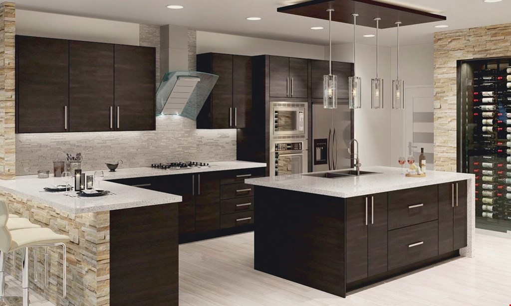 Product image for 5 Stars Kitchen & Bath starting at $4,599 10x10 kitchen choose from 12 granites Includes granite or quartz countertop42 sq. ft. prefabricated • undermount sink cutout • 5/8” or 3/4” plywood with 6” backsplash • 30” tall with cabinets. Demolition not included in price.