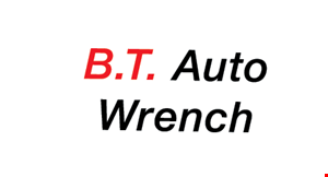 Product image for B.T. Auto Wrench FREE SHUTTLE ON MOST REPAIRS. OIL CHANGE $19.95  most cars Plus tax & haz waste fee. Includes: Up to 5 quarts 10w30 oil 4 cyl.