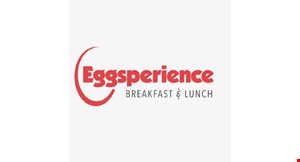 Product image for Eggsperience Cafe 1/2 Off breakfast or lunch entree buy any breakfast or lunch entree, get the 2nd of equal or lesser value 1/2 off, on pre-tax total of $35 or more