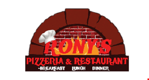 Product image for Rony's Pizzeria & Restaurant Rony's Pizzeria Restaurant (formerly Penelope's) offers casual dining in a relaxed, family friendly atmosphere. Their menu features traditional, Sicilian & Chicago style pizza, a variety of classic Italian entrees and pasta dishes, burgers, wraps and much more. They're open seven days a week and offer catering for any occasion. Effective September 3rd they will be open daily at 7AM for breakfast service.