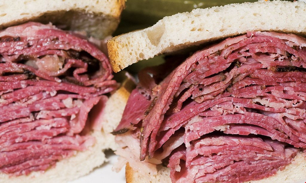 Product image for Bronx Bagel & Deli $19.99 2 jr. deli sandwiches choice of turkey, roast beef, salami, corned beef, pastrami or brisket, 1/2 lb. of cole slaw or potato salad, pickle, quart of homemade soup extra meat $2.50/sandwich call ahead to place order