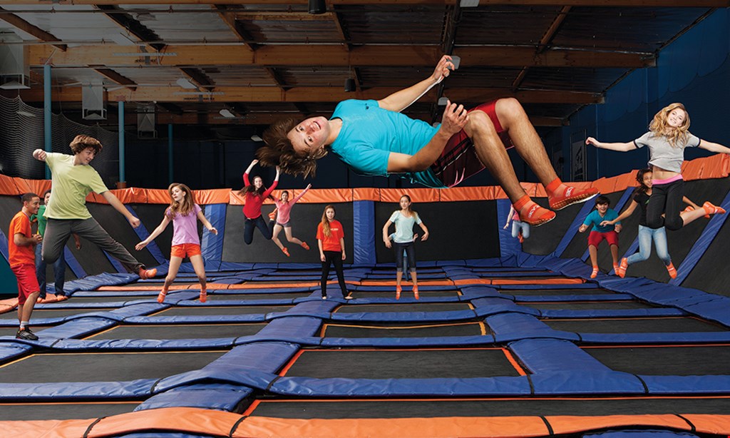 Product image for Sky Zone Belden Village BOGO JUMP TIME buy any 60, 90, or 120-minute jump ticket at regular price & get one free Sky Socks not included & must be purchased separately.