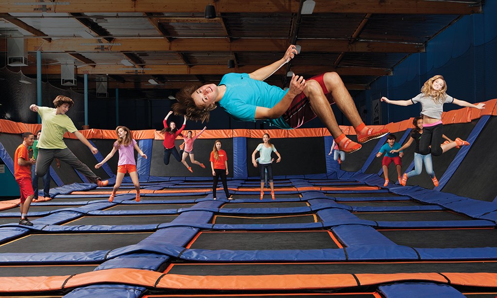 Product image for Sky Zone Boston Heights $12 90 minute jump ticket Sky Socks are required for all jumpers and must be purchased separately.. 
