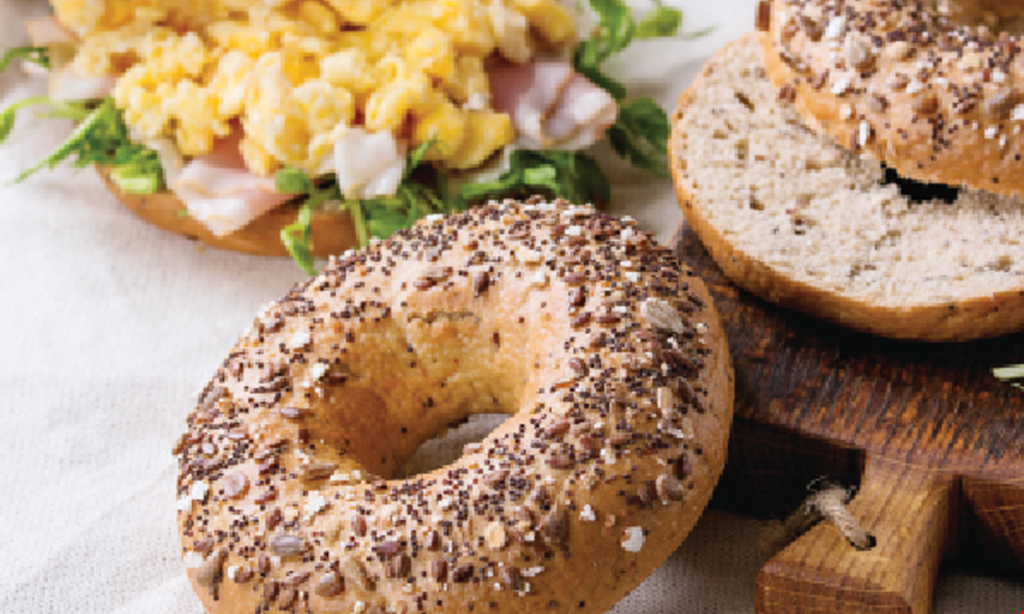 Product image for NYC Bagels $3.95 Bagel with Cream Cheese & Coffee other toppings extra 
