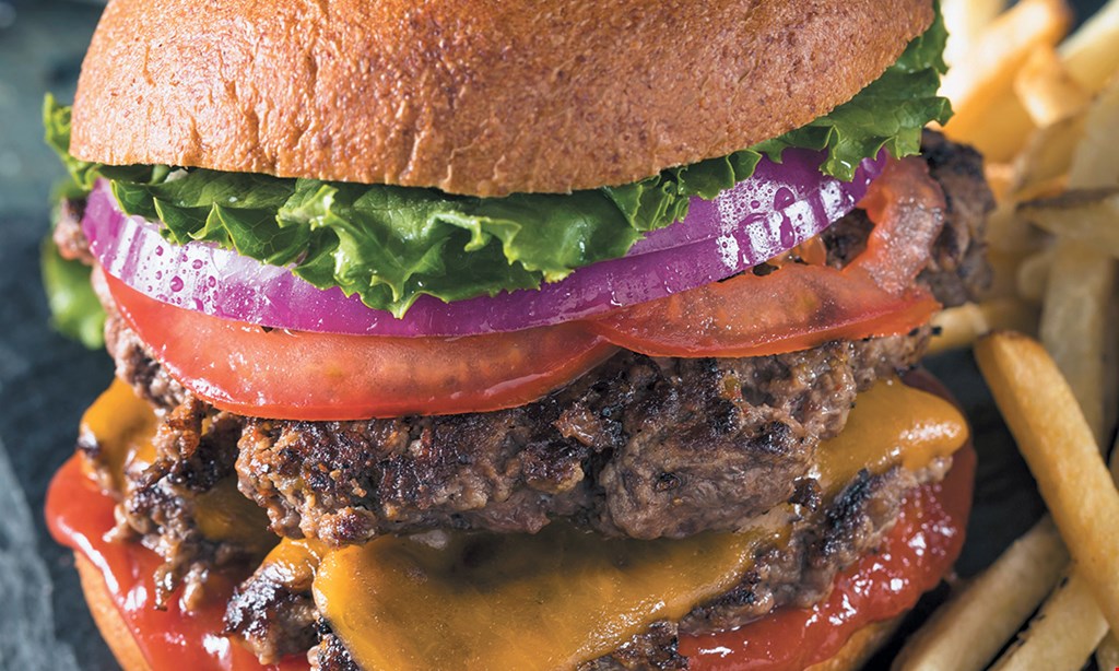 Product image for Jim's Burgers $22.95 - 4 1/3 lb. hamburgers, 4 french fries & 4 med. drinks