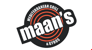 Product image for Maan's Mediterranean Grill & Gyros $5 OFF any order of $30 or more, (before tax).
