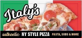 Product image for ITALY'S NY STYLE PIZZA $28 20” pizza and 10 wings. 