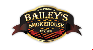 Product image for Bailey's Smokehouse $5 off your total bill of $30 or more. 