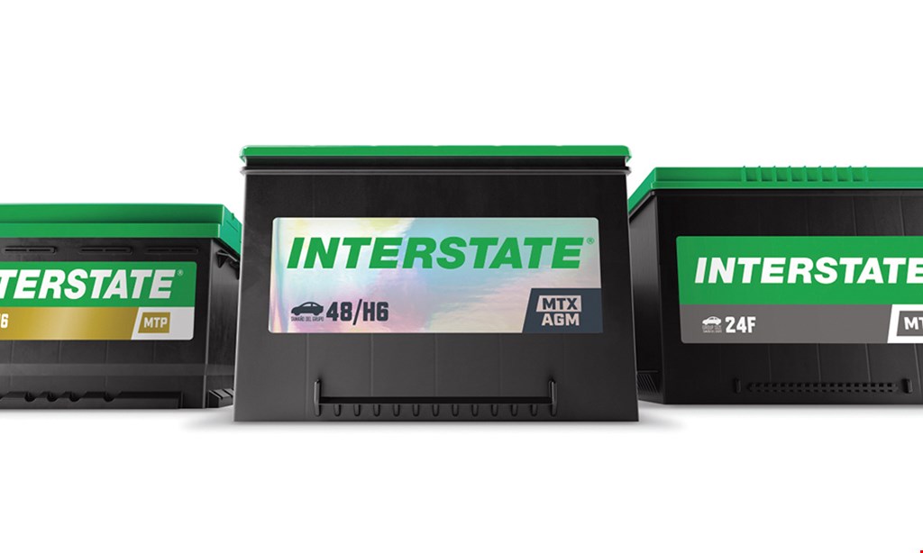 Product image for Interstate All Battery Center - Hummelstown $10 OFF Any Vehicle Battery Present coupon at a participating location for a one-time, in-store discount of $10 off any auto, marine, motorcycle, golf car or RV SLI (Starting/Lighting/Ignition) battery.