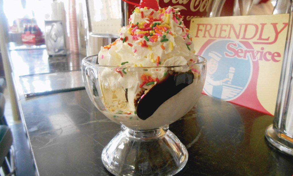 Product image for Eckels Ice Cream Fountain FREE single cone with any sundae purchase on 7/19 National Ice Cream Day!. 