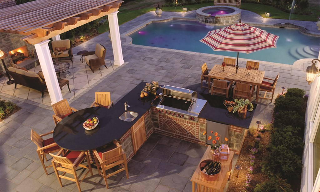 Product image for Evergreen PATIO PAVER SPECIAL $11,500 20x20 patio with fire pit choose from large selection of in-stock pavers.